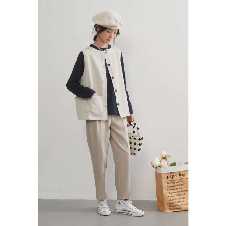 二重衿風ラウンドカラーダーツデザイン長袖Tシャツトップス カットソー | On One's Own | 詳細画像13 