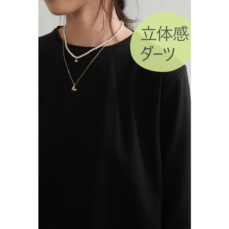 二重衿風ラウンドカラーダーツデザイン長袖Tシャツトップス カットソー | On One's Own | 詳細画像6 