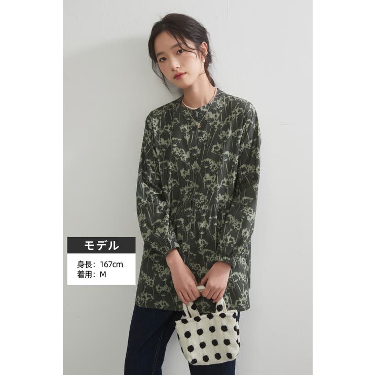 綿100％ブラウス長袖総柄プリントチュニックブラウス体型カバー | On One's Own | 詳細画像3 