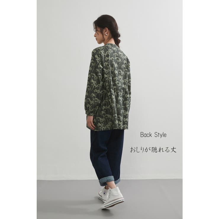 綿100％ブラウス長袖総柄プリントチュニックブラウス体型カバー | On One's Own | 詳細画像8 
