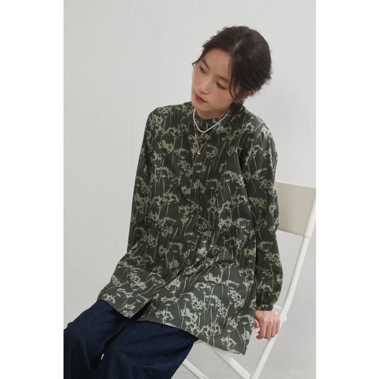 綿100％ブラウス長袖総柄プリントチュニックブラウス体型カバー | On One's Own | 詳細画像7 