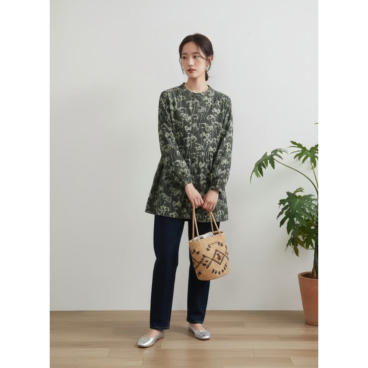 綿100％ブラウス長袖総柄プリントチュニックブラウス体型カバー | On One's Own | 詳細画像11 