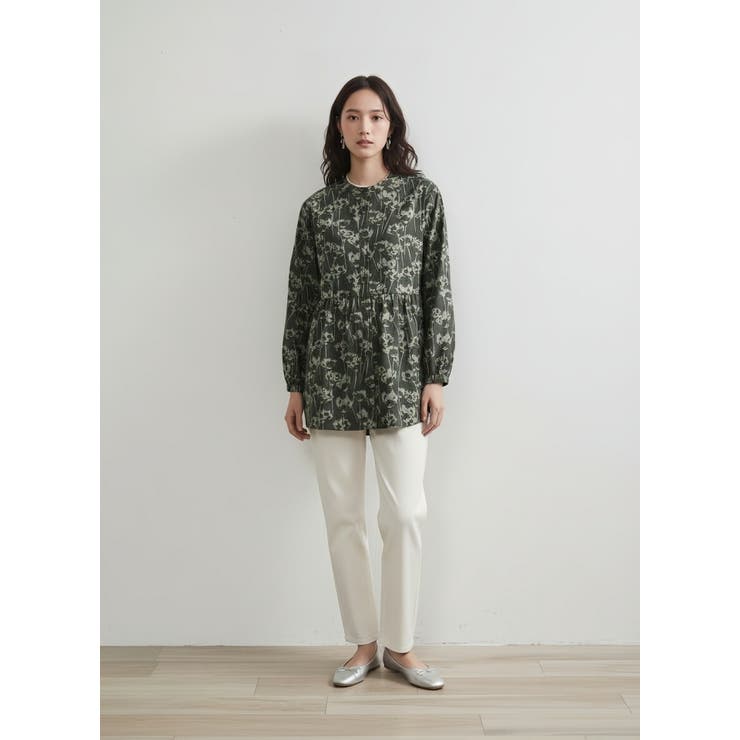 綿100％ブラウス長袖総柄プリントチュニックブラウス体型カバー | On One's Own | 詳細画像9 