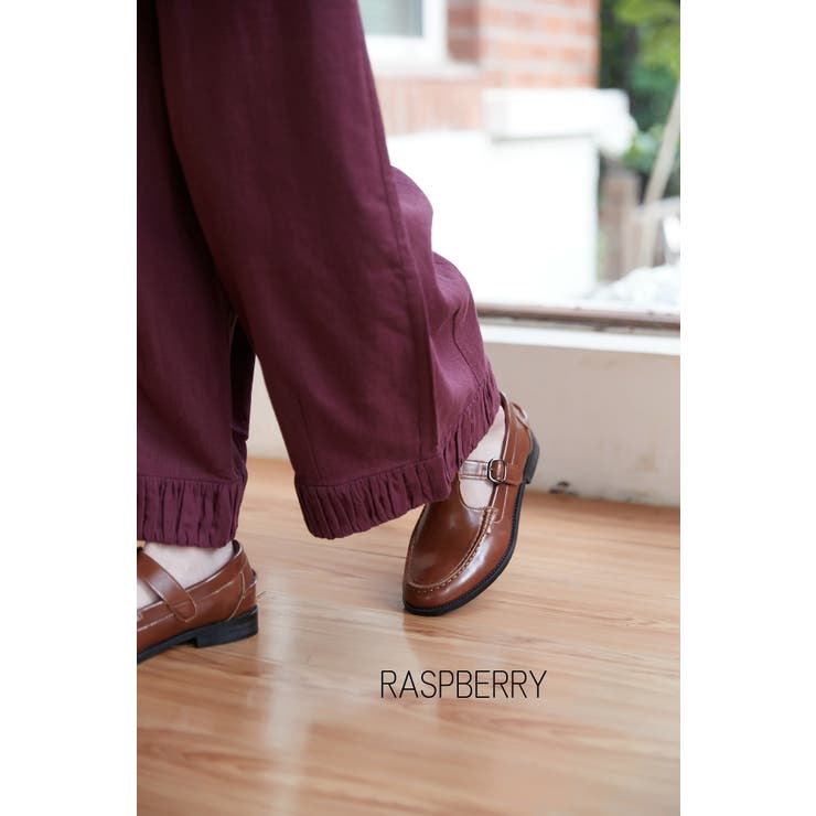 裾ギャザー麻綿ワイドパンツボトムスウエストゴムリラックスセットアップ対応 | On One's Own | 詳細画像9 