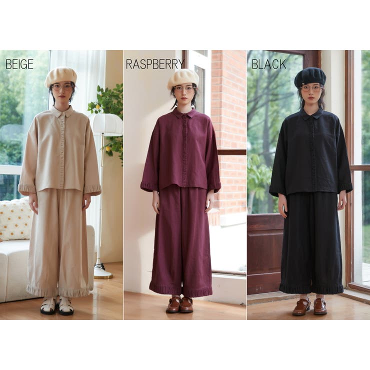 ギャザーカフスプラケットリネン麻綿長袖シャツブラウスセットアップ対応 | On One's Own | 詳細画像2 