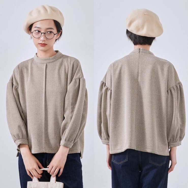 OLIVE | ボリュームパフスリーブ長袖カットソージャガードトップス | On One's Own