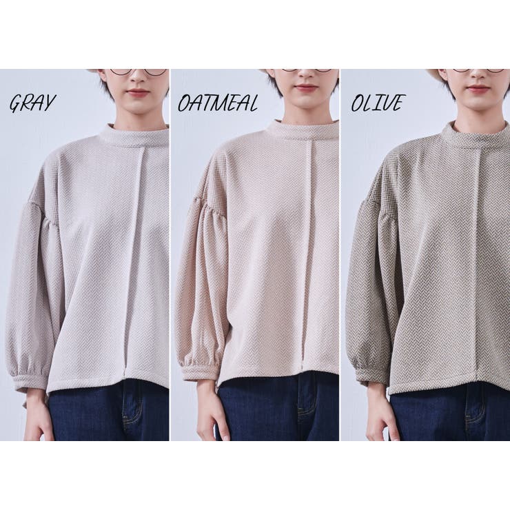 ボリュームパフスリーブ長袖カットソージャガードトップス | On One's Own | 詳細画像2 