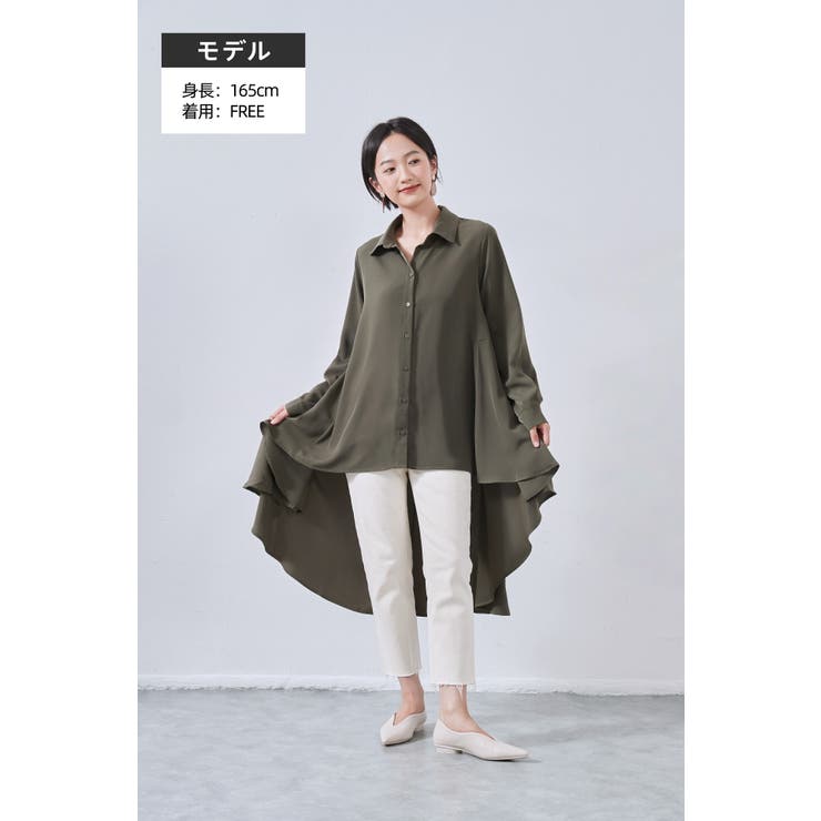 ロングバックフレアブラウス長袖シャツチュニックロングブラウス | On One's Own | 詳細画像10 