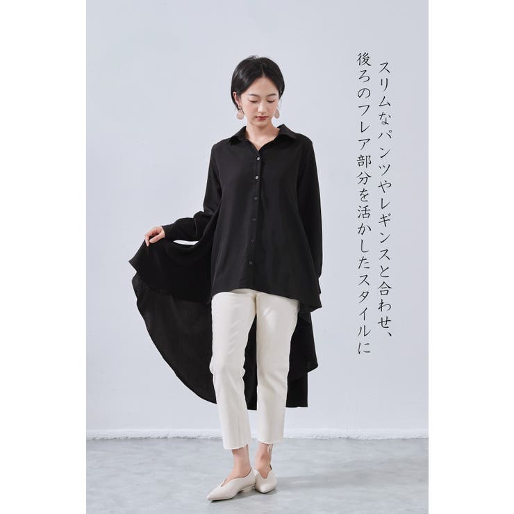 ロングバックフレアブラウス長袖シャツチュニックロングブラウス | On One's Own | 詳細画像9 
