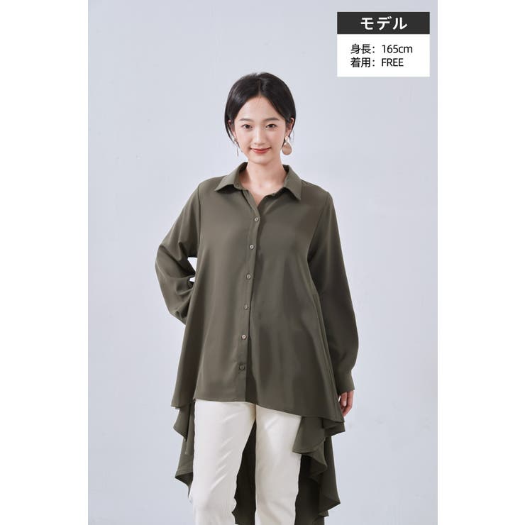 OLIVE | ロングバックフレアブラウス長袖シャツチュニックロングブラウス | On One's Own