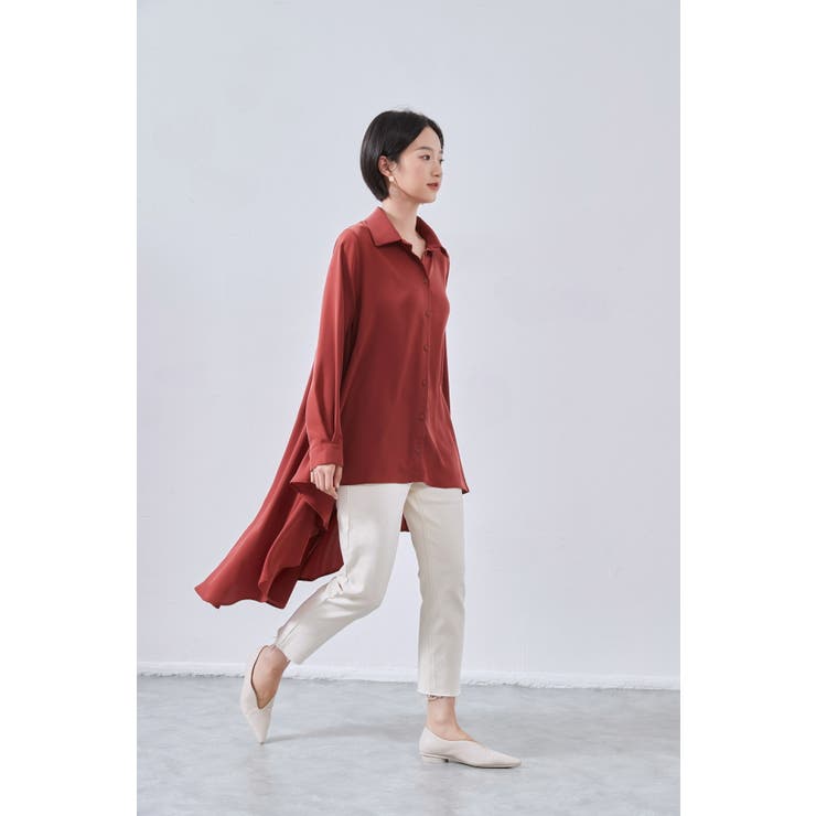 ロングバックフレアブラウス長袖シャツチュニックロングブラウス | On One's Own | 詳細画像3 