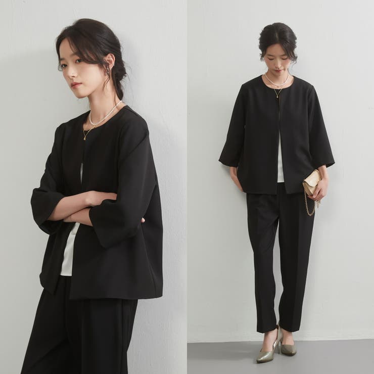 パンツスーツセットアップ2点セット上下セットフォーマル七分袖ジャケット | On One's Own | 詳細画像9 