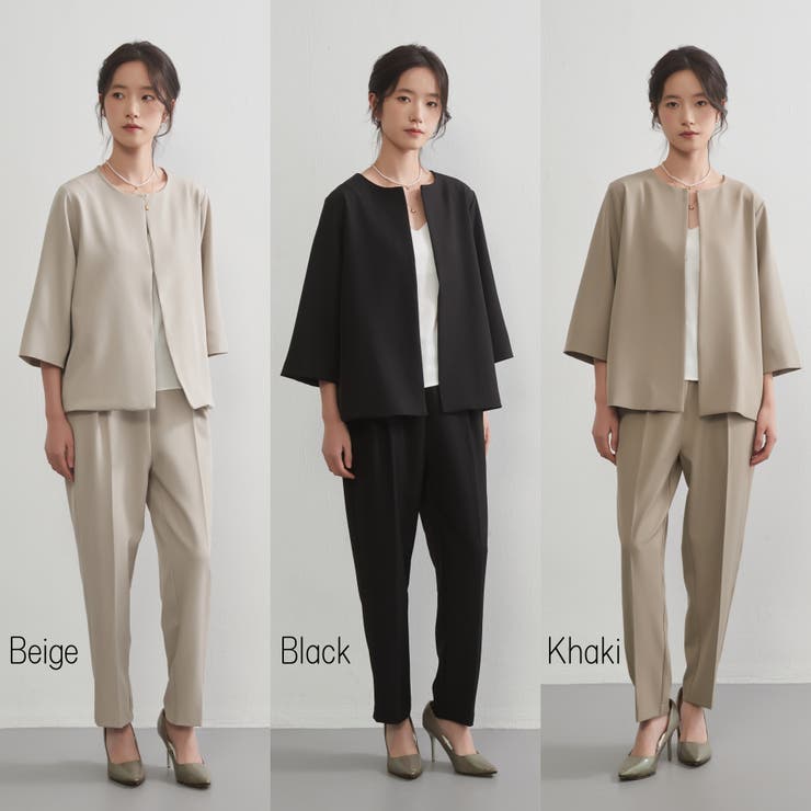 パンツスーツセットアップ2点セット上下セットフォーマル七分袖ジャケット | On One's Own | 詳細画像3 