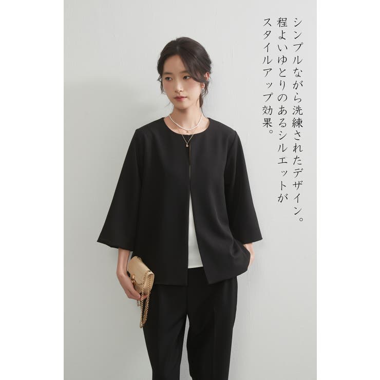 BLACK | パンツスーツセットアップ2点セット上下セットフォーマル七分袖ジャケット | On One's Own