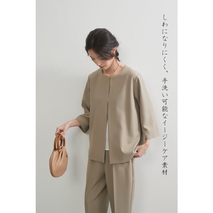 パンツスーツセットアップ2点セット上下セットフォーマル七分袖ジャケット | On One's Own | 詳細画像10 