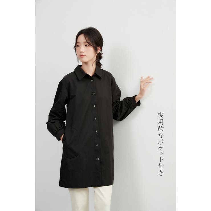 後タック長袖チュニックシャツジャケットライトアウターチュニックシャツ | On One's Own | 詳細画像7 