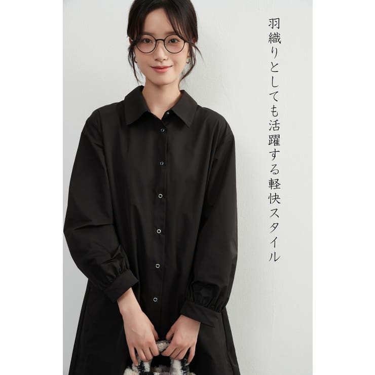 BLACK | 後タック長袖チュニックシャツジャケットライトアウターチュニックシャツ | On One's Own