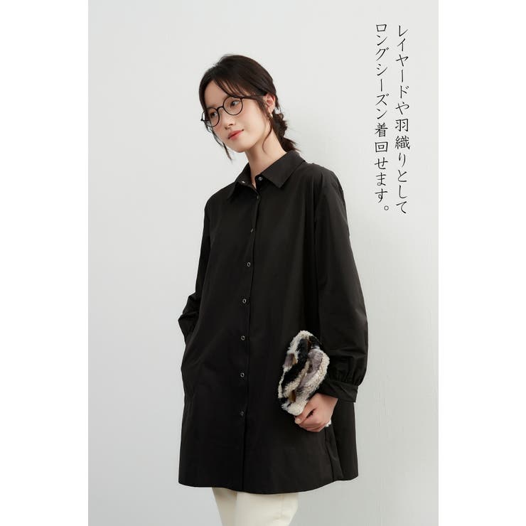 後タック長袖チュニックシャツジャケットライトアウターチュニックシャツ | On One's Own | 詳細画像5 