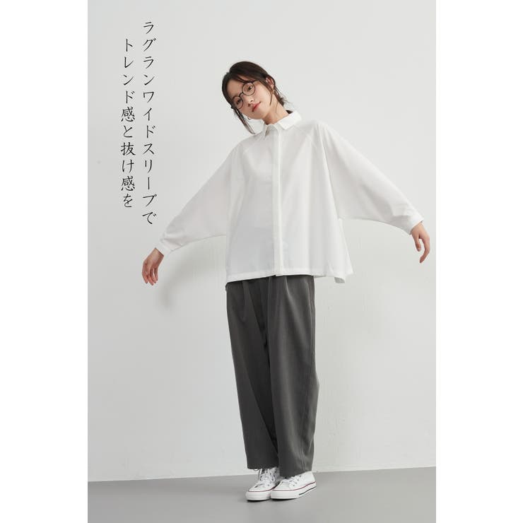 シワ防止ラグランワイドスリーブ長袖シャツシワになりにくいブラウストップス | On One's Own | 詳細画像8 