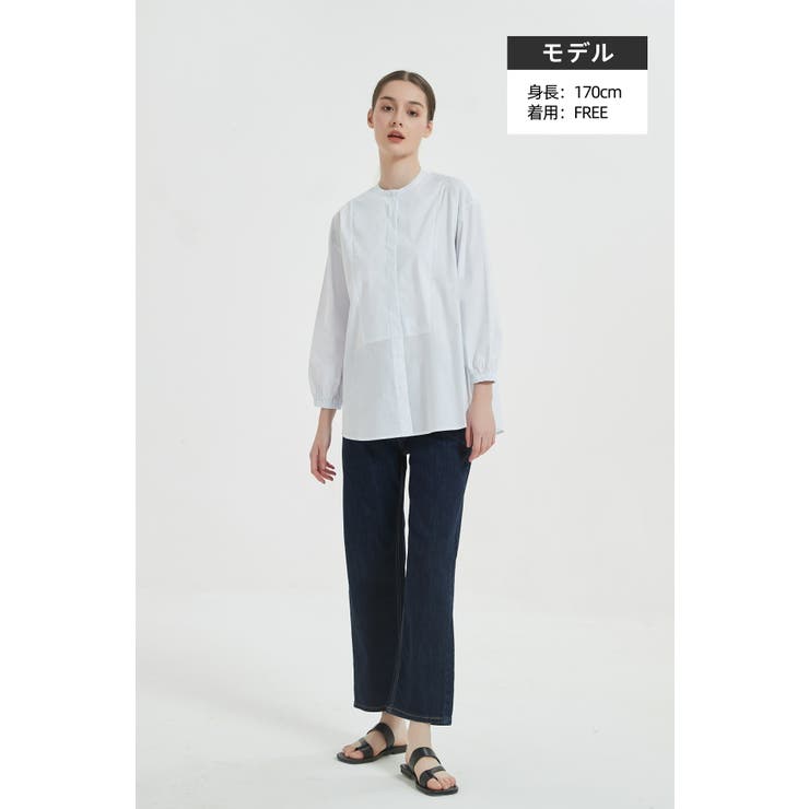 綿100％長袖シャツブラウスレディースフライプラケットクルーネック | On One's Own | 詳細画像4 