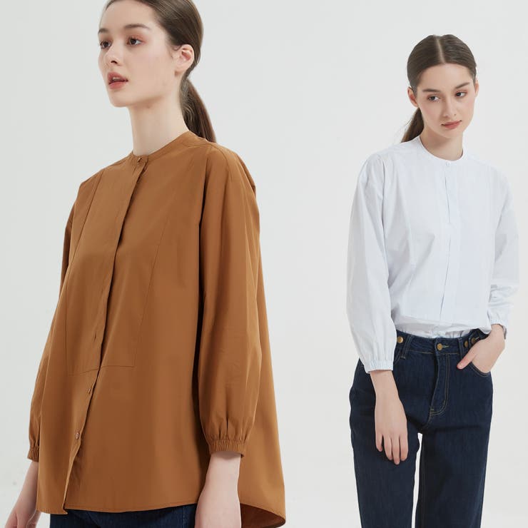綿100％長袖シャツブラウスレディースフライプラケットクルーネック | On One's Own | 詳細画像8 