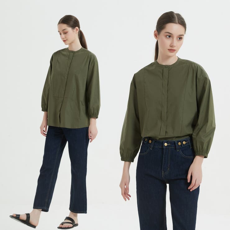 綿100％長袖シャツブラウスレディースフライプラケットクルーネック | On One's Own | 詳細画像10 