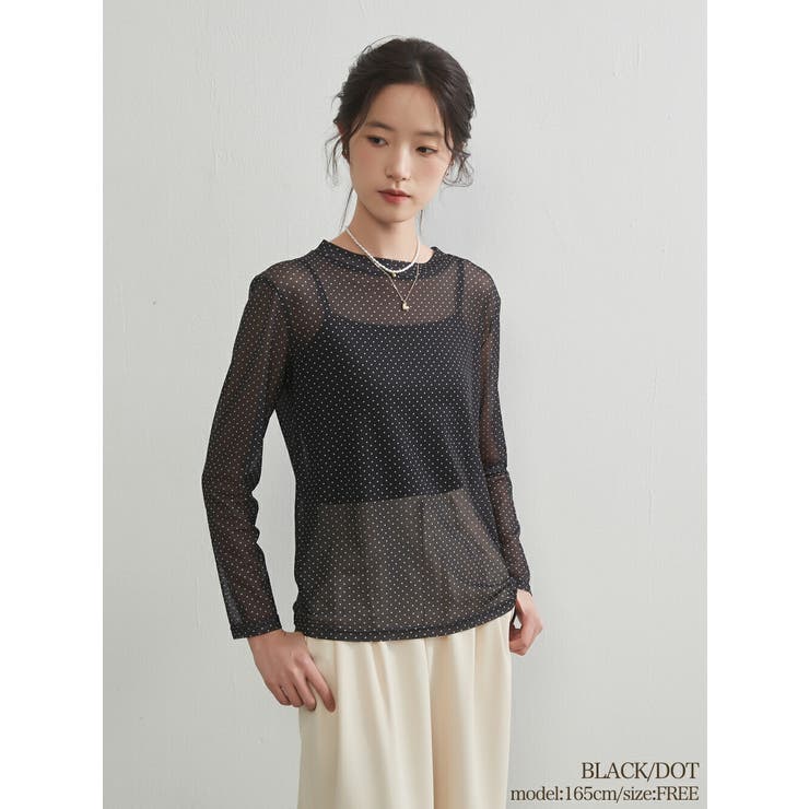 BLACKDOT | 長袖シアーパワーネットプリントTシャツトップスインナーカットソー | On One's Own