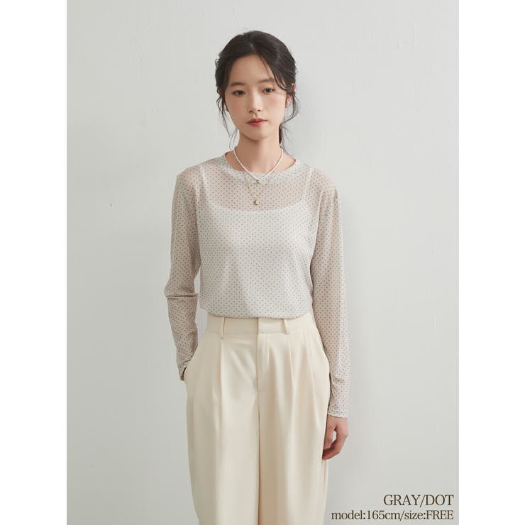 GRAYDOT | 長袖シアーパワーネットプリントTシャツトップスインナーカットソー | On One's Own