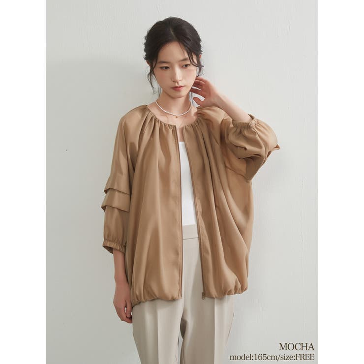 MOCHA | シアーブルゾンジャケット 軽量透け感ドルマンスリーブアウター | On One's Own