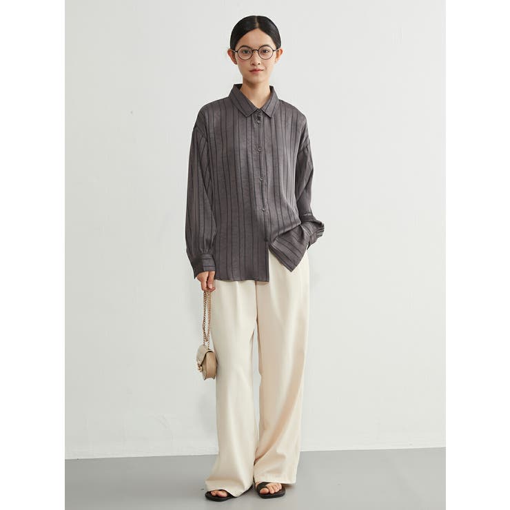 艶感ジャカード織り長袖シャツ ブラウスきれいめオフィスコーデ | On One's Own | 詳細画像11 