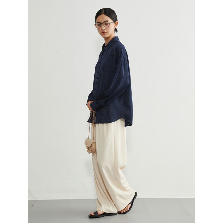 艶感ジャカード織り長袖シャツ ブラウスきれいめオフィスコーデ | On One's Own | 詳細画像12 