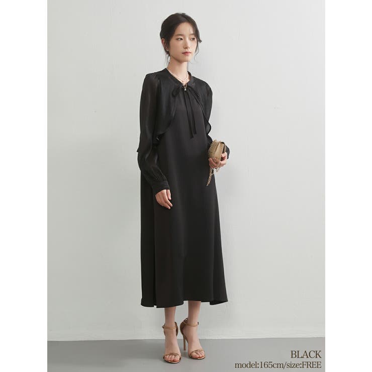 シアー 長袖ボレロワンピースセットアップ卒業式フォーマルパーティードレス | On One's Own | 詳細画像13 