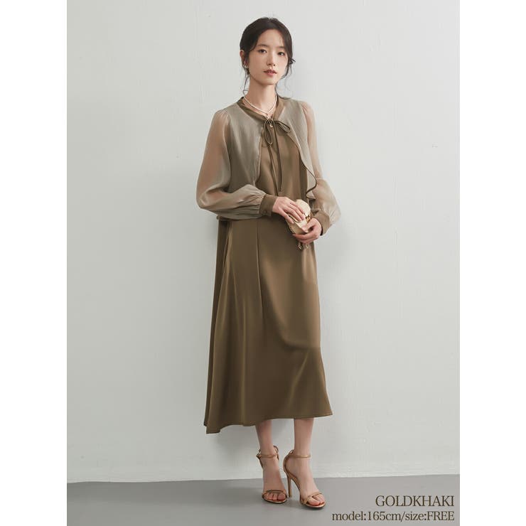 シアー 長袖ボレロワンピースセットアップ卒業式フォーマルパーティードレス | On One's Own | 詳細画像10 