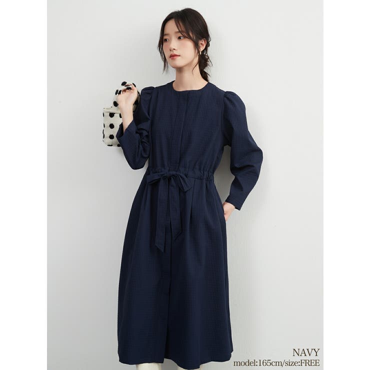 NAVY | ワンピース風ジャケット長袖アウター羽織れる立体感素材セレモニー | On One's Own