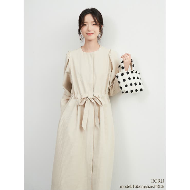 ECRU | ワンピース風ジャケット長袖アウター羽織れる立体感素材セレモニー | On One's Own