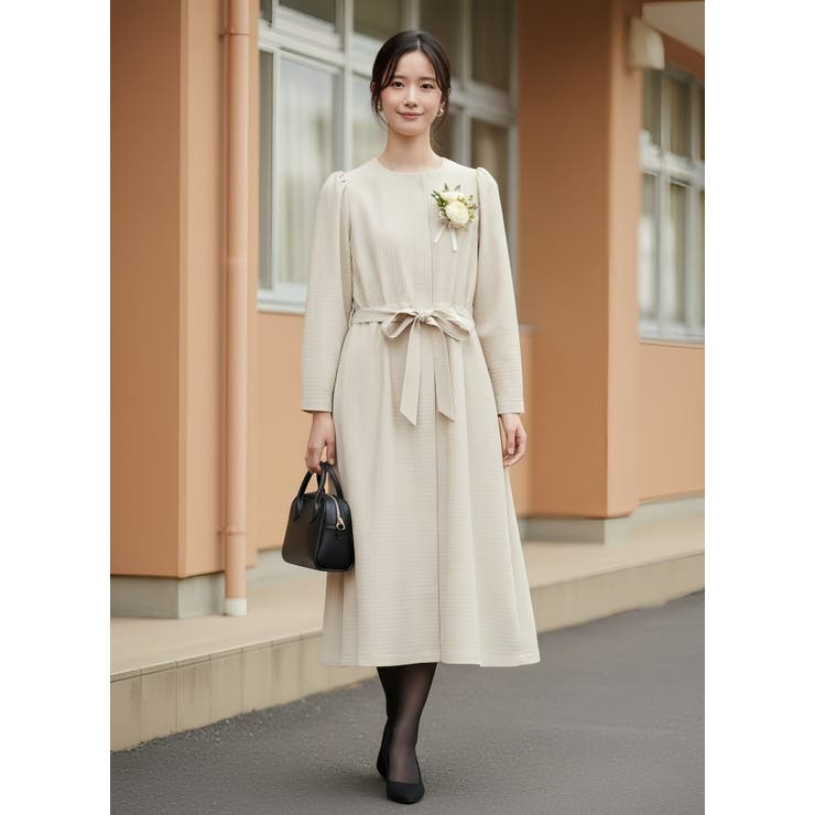 ワンピース風ジャケット長袖アウター羽織れる立体感素材セレモニー | On One's Own | 詳細画像6 