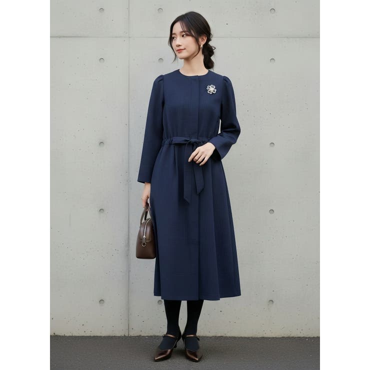 ワンピース風ジャケット長袖アウター羽織れる立体感素材セレモニー | On One's Own | 詳細画像13 