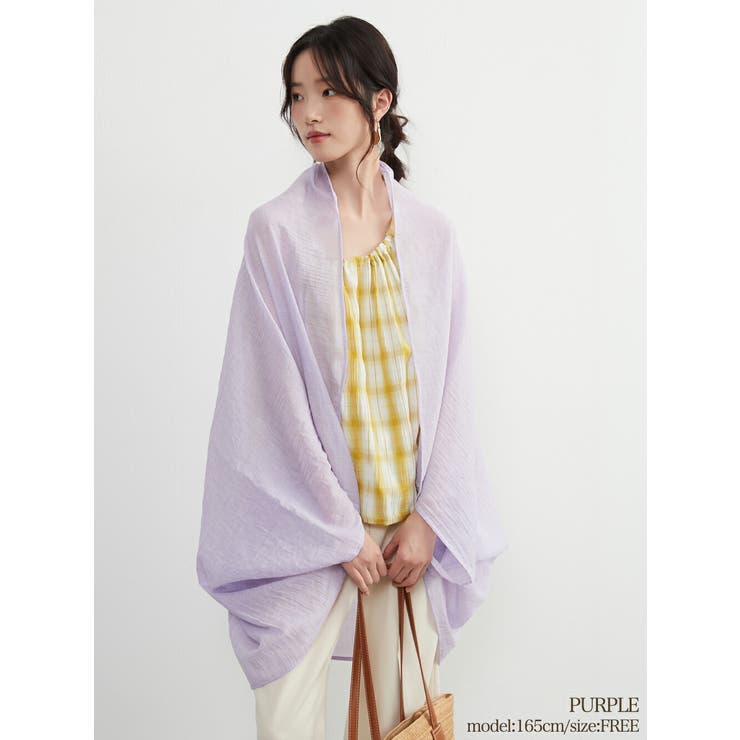 PURPLE | 2WAYシアー綿混カーディガンストール羽織りコンパクト収納薄手軽量 | On One's Own