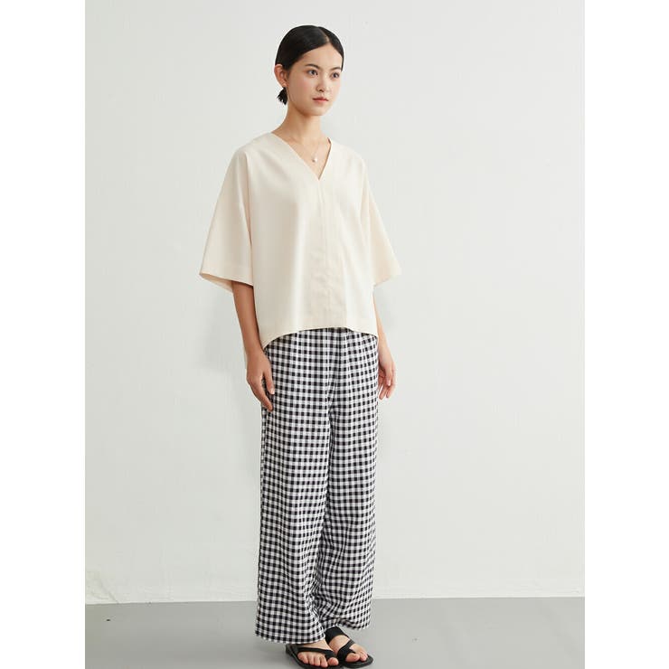 リネンタッチシンプルセンターシーム半袖トップスレディースプルオーバー | On One's Own | 詳細画像11 