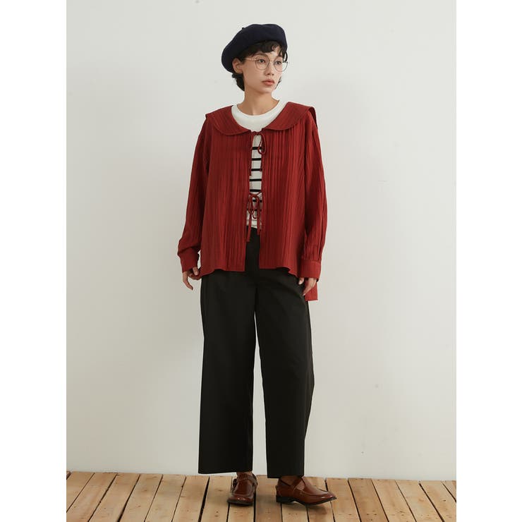 セーラーカラーリボン結びシアー薄手長袖カーディガン羽織り冷房対策 | On One's Own | 詳細画像13 