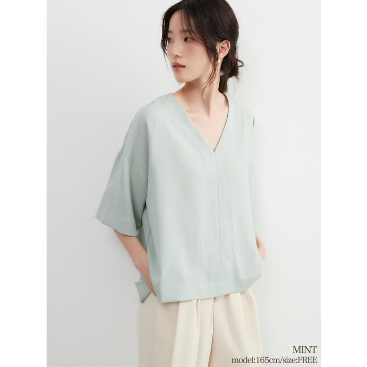 MINT | ドット半袖Vネットップスレディースシンプルプルオーバー | On One's Own