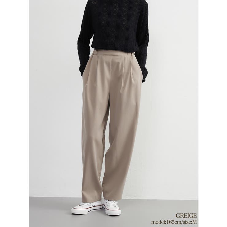 GREIGE | 大人上品カーブルーズシルエットスラックスパンツウエストゴムオフィスカジュアル | On One's Own