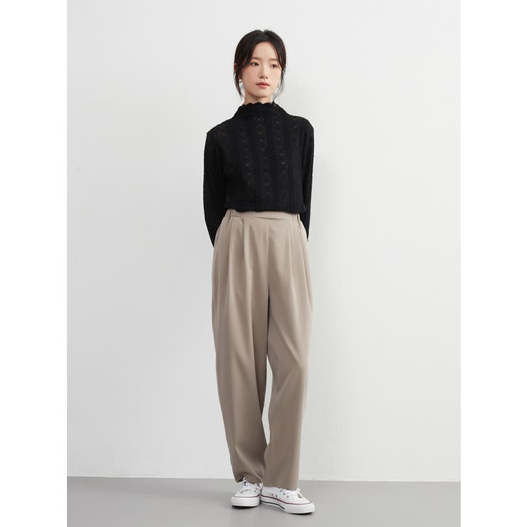 大人上品カーブルーズシルエットスラックスパンツウエストゴムオフィスカジュアル | On One's Own | 詳細画像13 