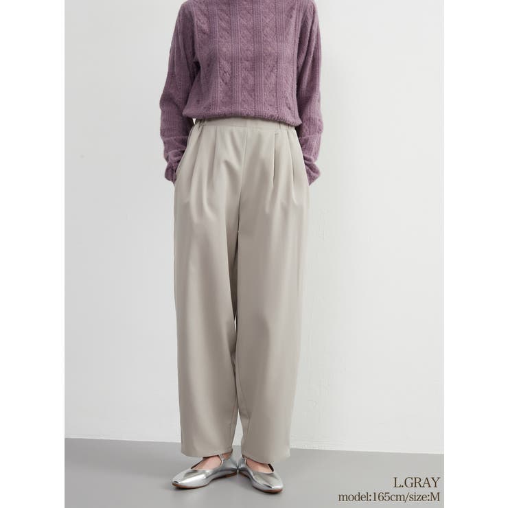 LGRAY | 大人上品カーブルーズシルエットスラックスパンツウエストゴムオフィスカジュアル | On One's Own