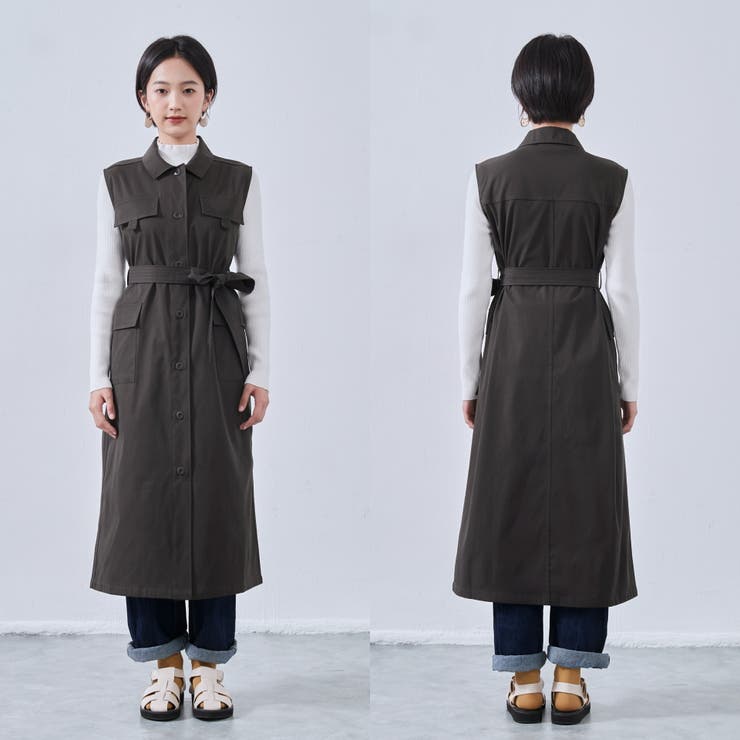 ミリタリーロングベストビッグポケットノースリーブワンピース | On One's Own | 詳細画像8 