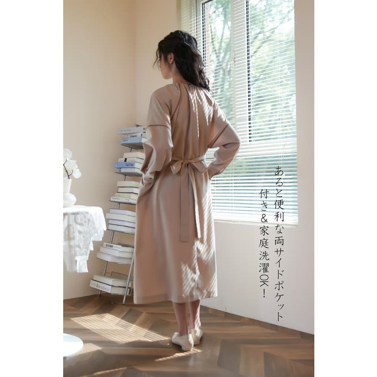 ワンピースパイピングディテール長袖 ギャザーエレガントオケージョン | On One's Own | 詳細画像10 