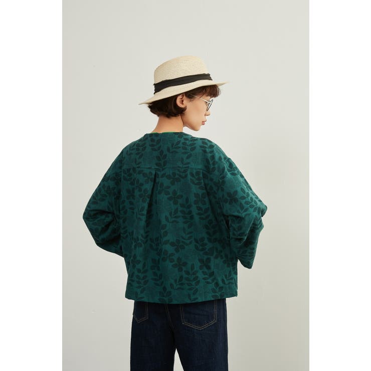 リーフジャガードカーディガンスナップボタン長袖ライトアウター | On One's Own | 詳細画像9 