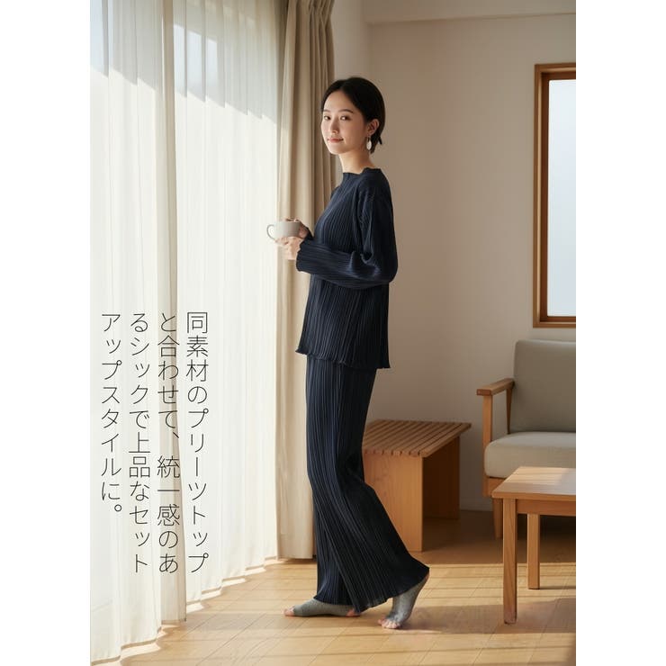 プリーツ加工カットソー長袖プルオーバーボートネックトップス | On One's Own | 詳細画像4 