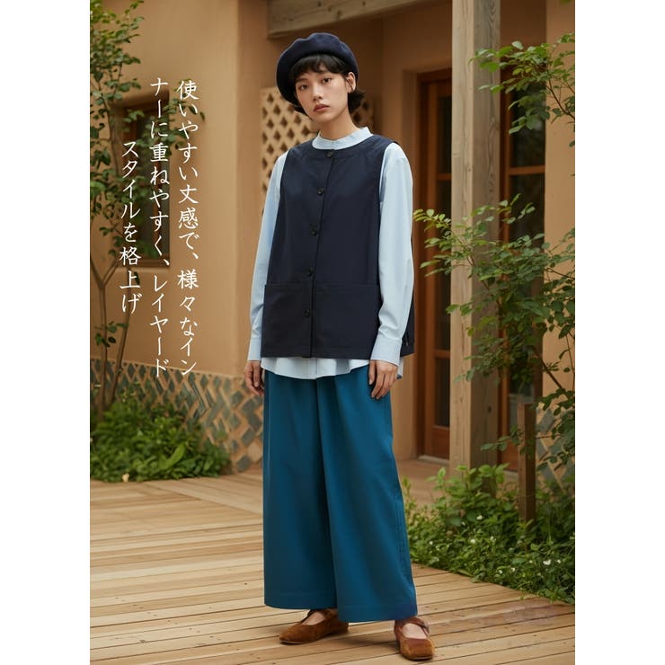 マルチポケットベストジレアウター Fジャガード生地体型カバー | On One's Own | 詳細画像12 