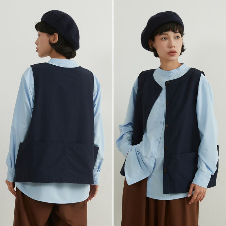 マルチポケットベストジレアウター Fジャガード生地体型カバー | On One's Own | 詳細画像13 